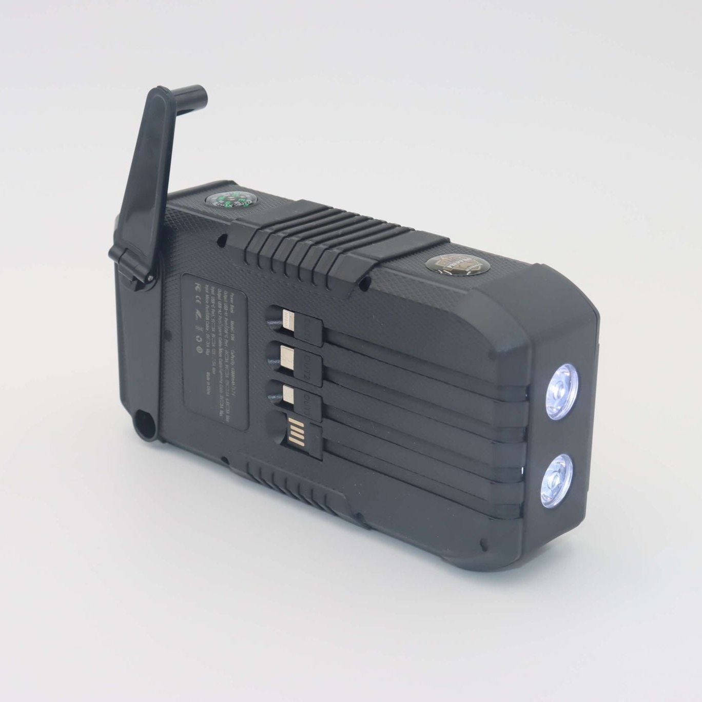 Rugged Battery Bank 63,800mAh - Hand-crank, Built-in Solar & Cables - PrepPro Australia