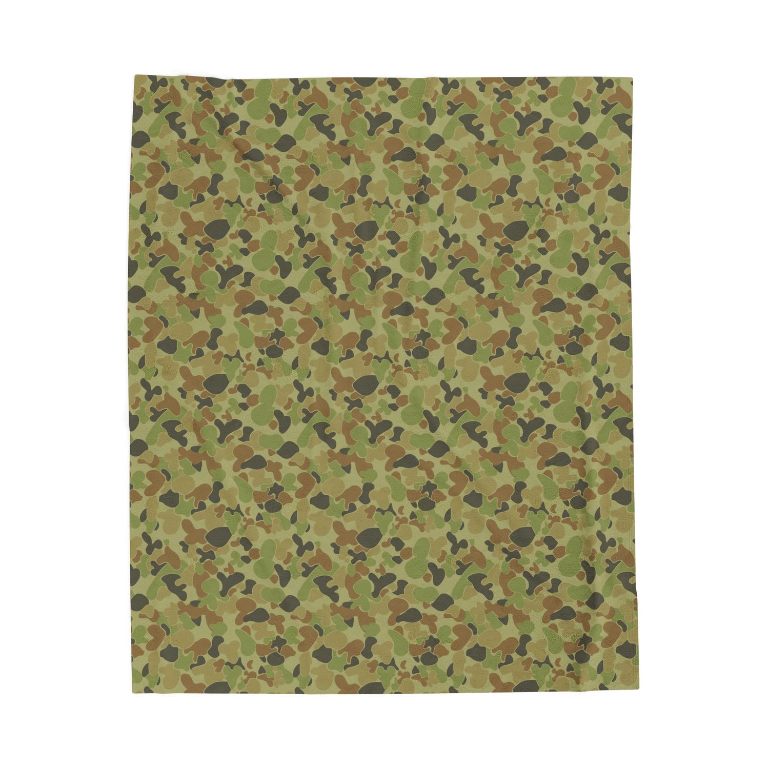 Camo Velveteen Plush Blanket — Soft Military Green Camouflage Throw