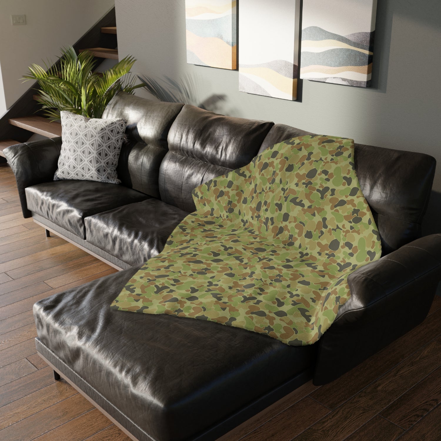 AusCam Velveteen Microfiber Blanket — Soft Two-Sided Camouflage Throw