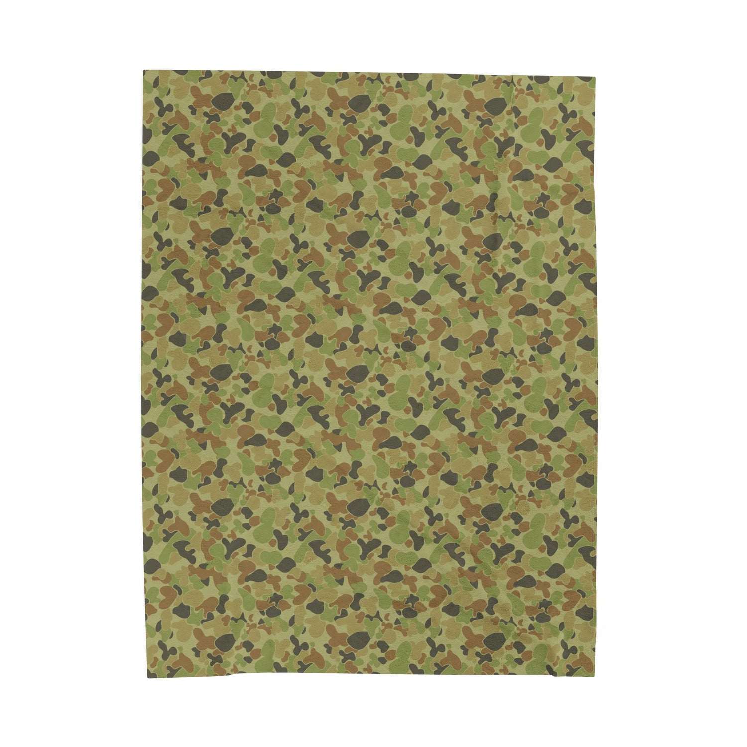 Camo Velveteen Plush Blanket — Soft Military Green Camouflage Throw