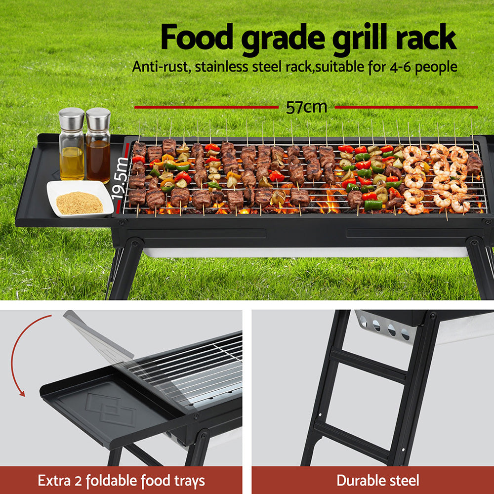 Grillz Foldable Charcoal BBQ Grill with Removable Ashtray, 60cm Grill