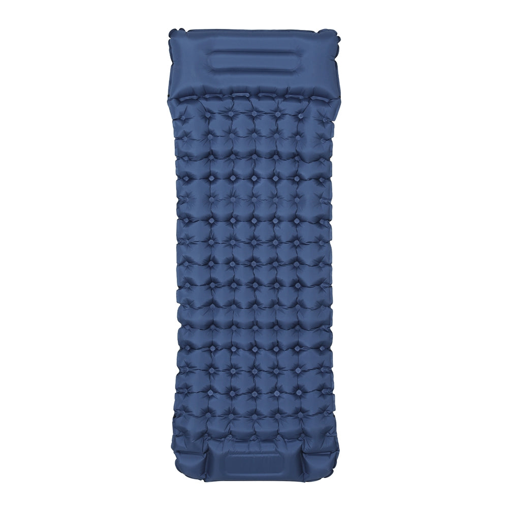 Weisshorn Single Inflatable Camping Mat with Pillow, 200 x 70 x 9cm, Blue