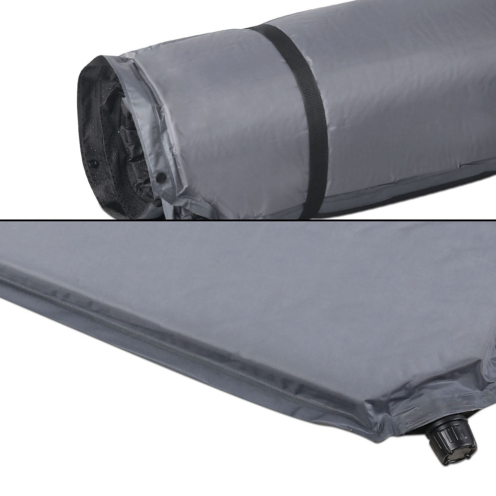 Weisshorn Double Self-Inflating Camping Mat, 199 x 137 x 4cm, Grey