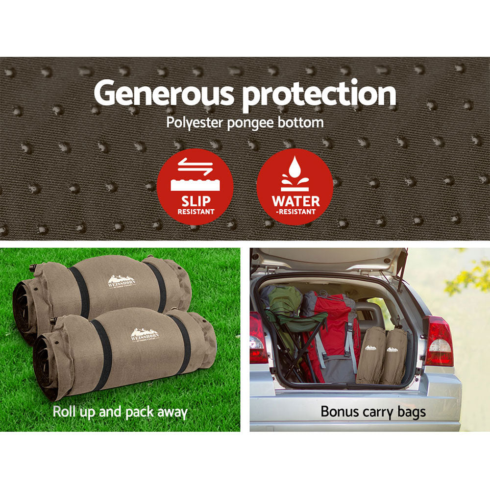 Weisshorn Self-Inflating Double Camping Mattress Set, 9.5 cm, Coffee