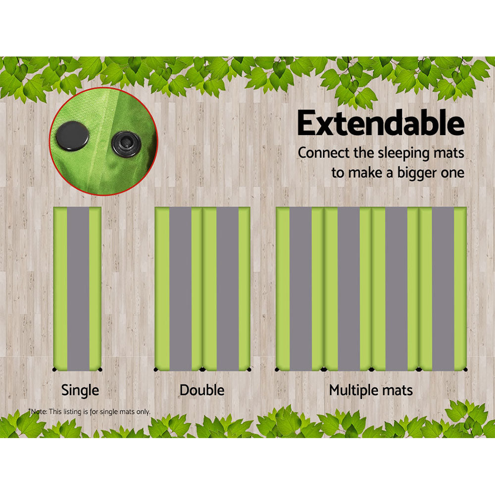Weisshorn Single Self-Inflating Camping Mat, 195 x 65 x 2.5cm, Green