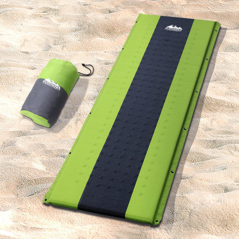 Weisshorn Single Self-Inflating Camping Mat, 195 x 65 x 2.5cm, Green