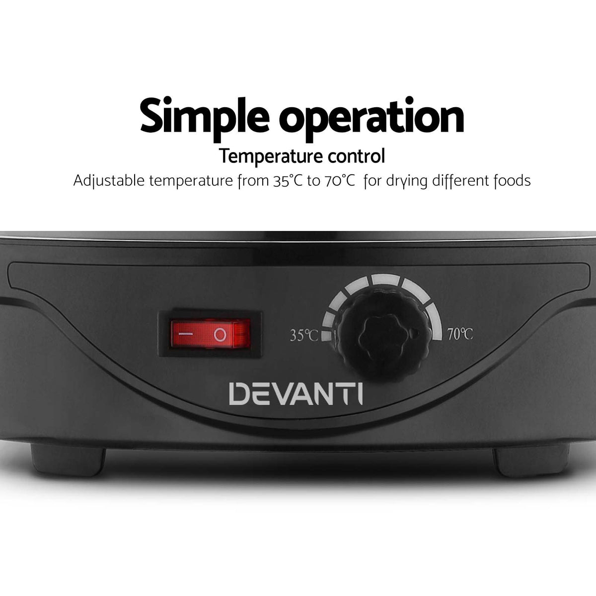Devanti Food Dehydrator, 5 Adjustable Plastic Trays, 245W, Black