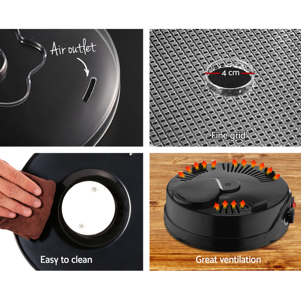 Devanti Food Dehydrator, 5 Adjustable Plastic Trays, 245W, Black