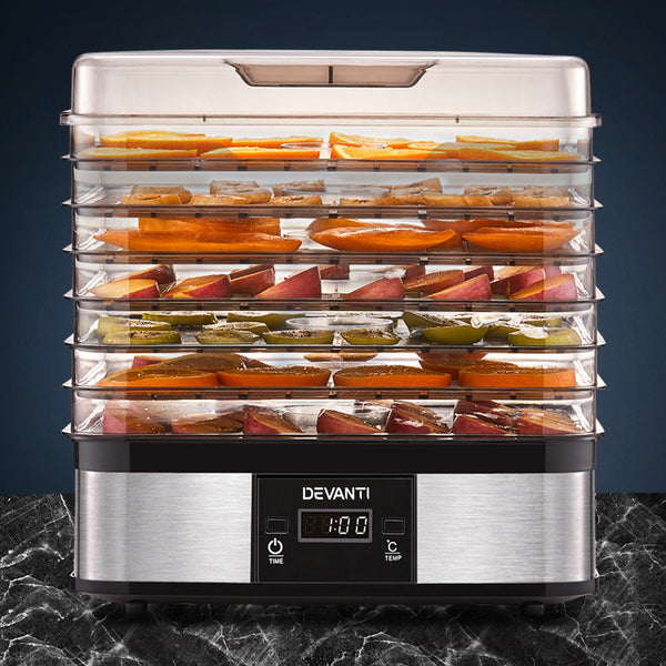 Devanti Food Dehydrator, 7 Stackable Trays, 245W, LCD Timer