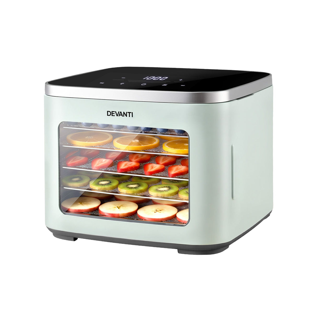 Devanti Compact Food Dehydrator, 5 Stainless Steel Trays, 500W, Green
