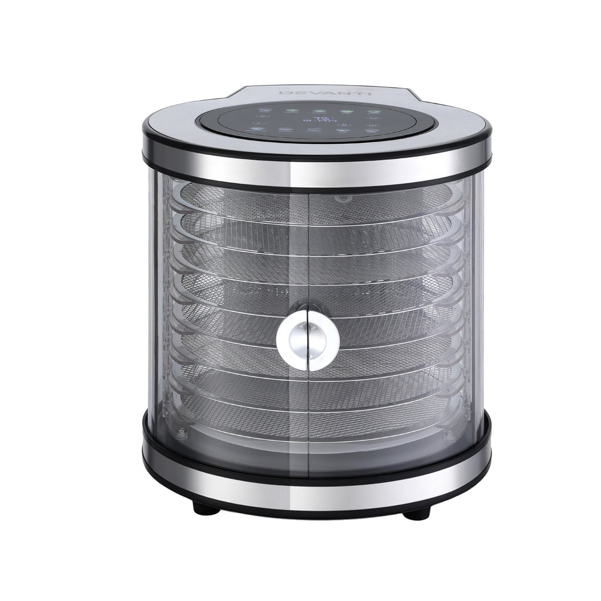 Devanti Food Dehydrator, 8 Stainless Steel Trays, 700W, Auto-Rotate, 10 Presets