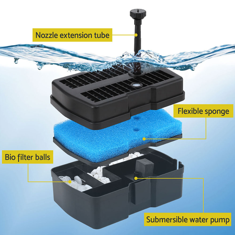 Gardeon Solar Pond Fountain Pump with Filter Box, 470L/h