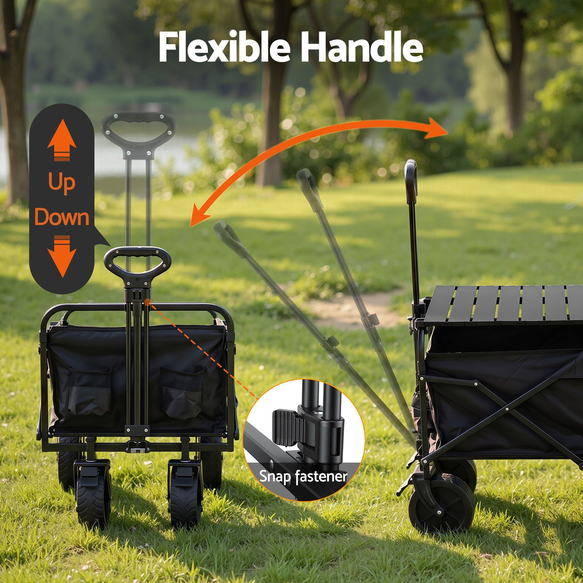 Gardeon Folding Camping Wagon 150L with Tailgate Table, Black
