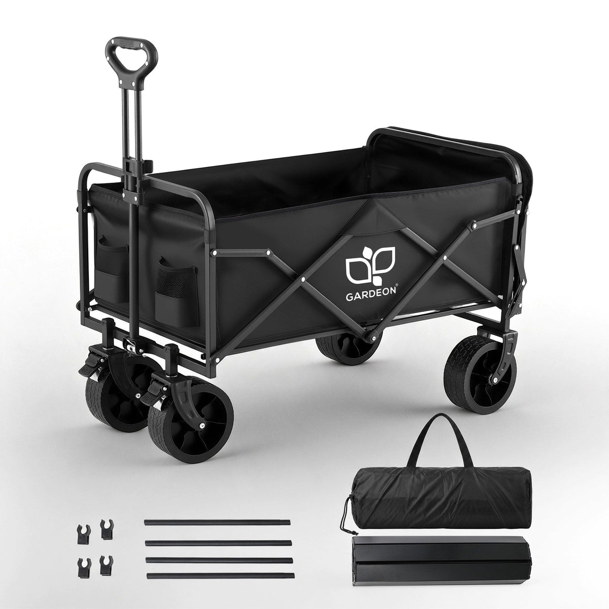 Gardeon Folding Camping Wagon 150L with Tailgate Table, Black