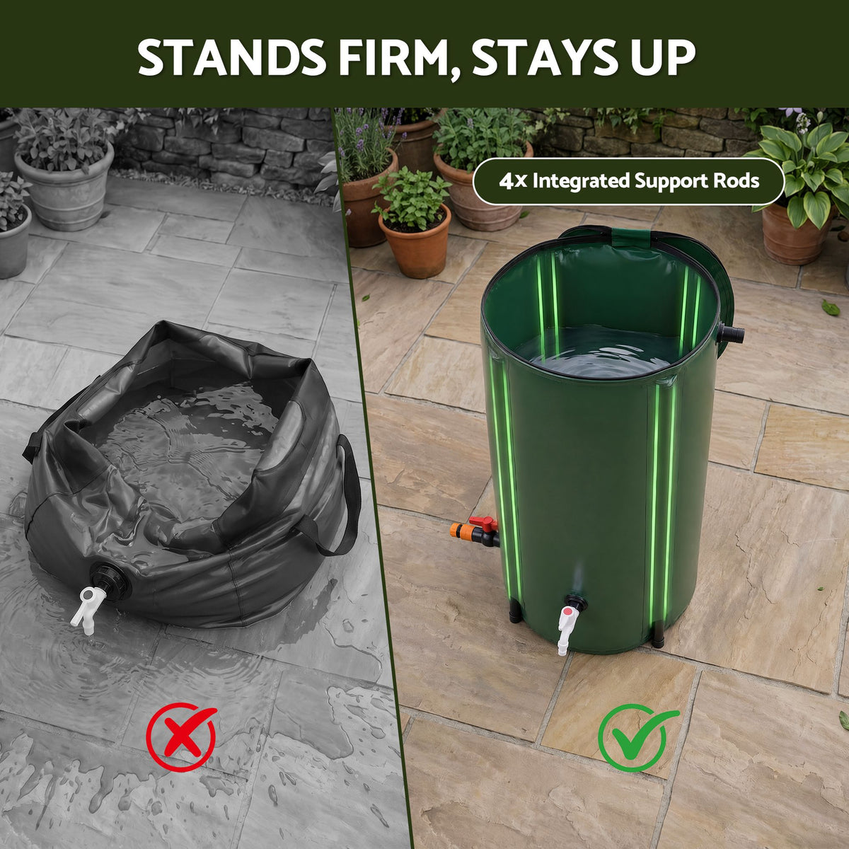 Weisshorn 100L Collapsible Rain Barrel with Tap and Mesh Filter