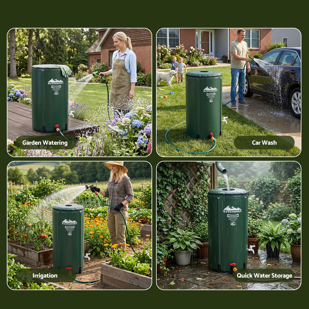 Weisshorn 100L Collapsible Rain Barrel with Tap and Mesh Filter