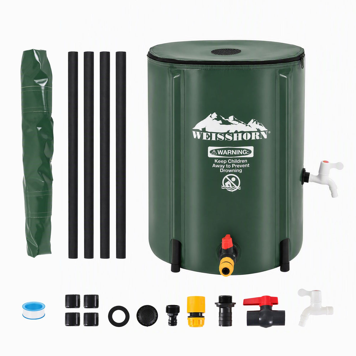Weisshorn 50L Collapsible Rain Barrel with Tap and Mesh Filter