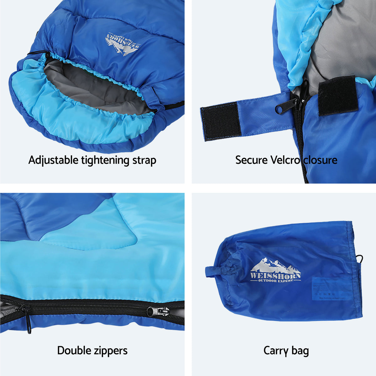 Weisshorn Kids Sleeping Bag Set of 2, 172cm, Blue and Pink