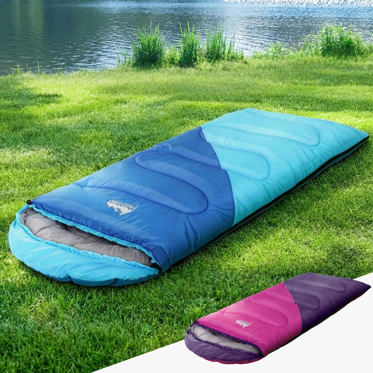 Weisshorn Kids Sleeping Bag Set of 2, 172cm, Blue and Pink