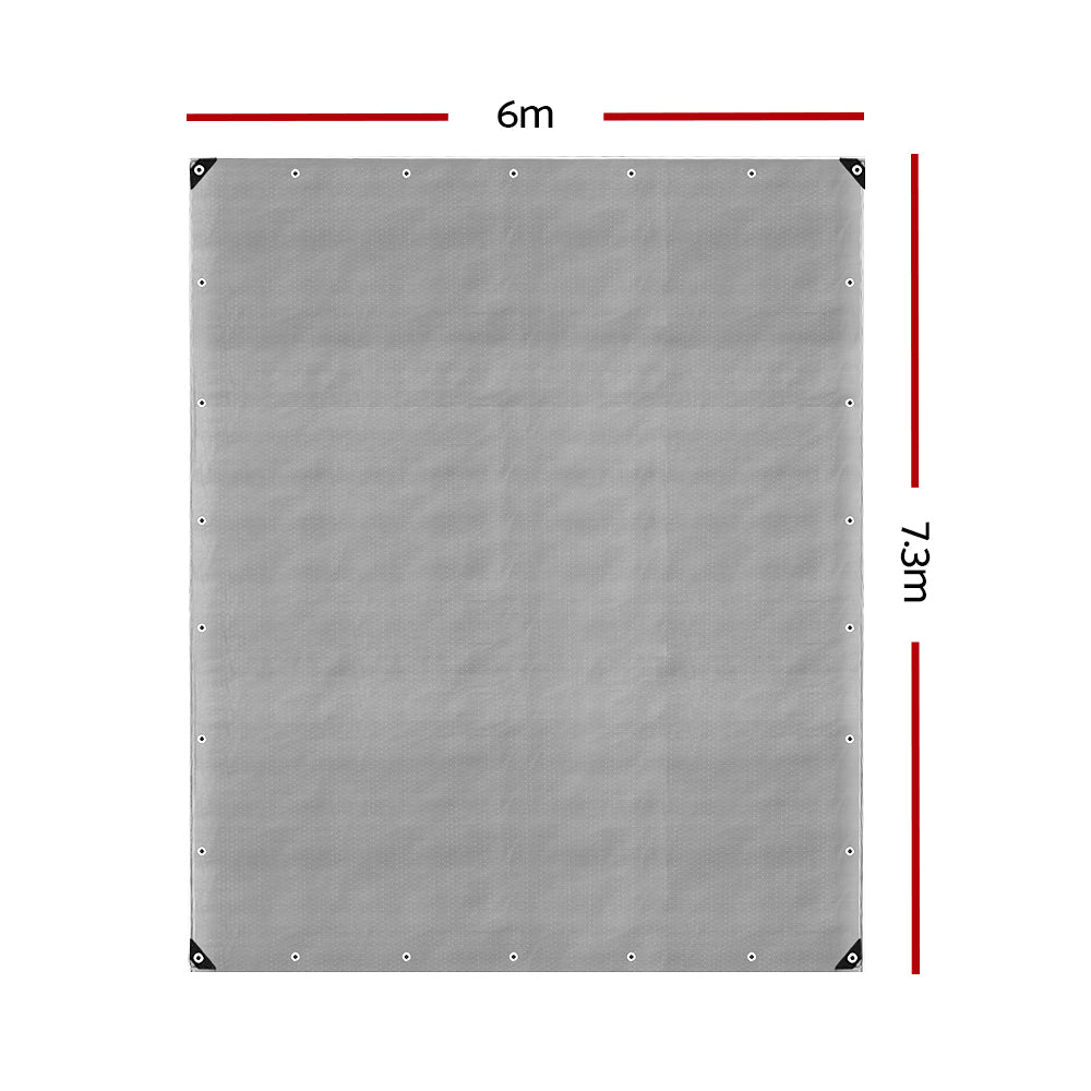 Instahut Heavy Duty Poly Tarp 6m x 7.3m - Silver/Black