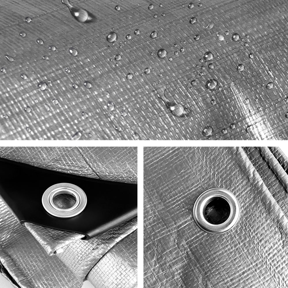 Instahut Heavy Duty Poly Tarp 6m x 7.3m - Silver/Black