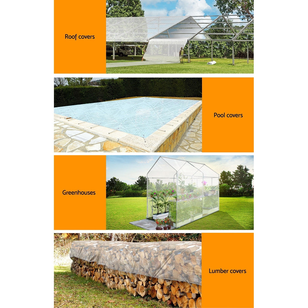 Instahut Heavy Duty Clear Poly Tarp 4m x 7m