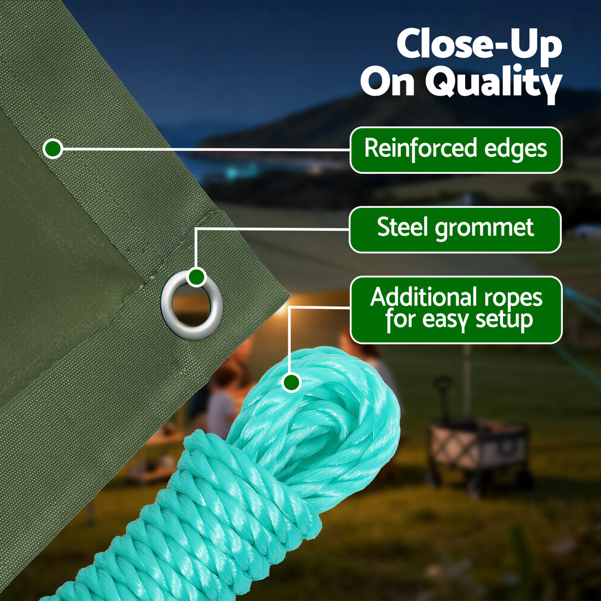Instahut Heavy Duty Canvas Tarp 4m x 6m - 600GSM Green