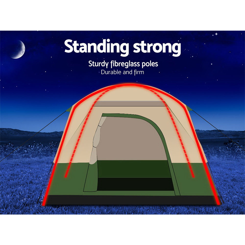 Weisshorn 4 Person Family Camping Tent with Vestibule, Green