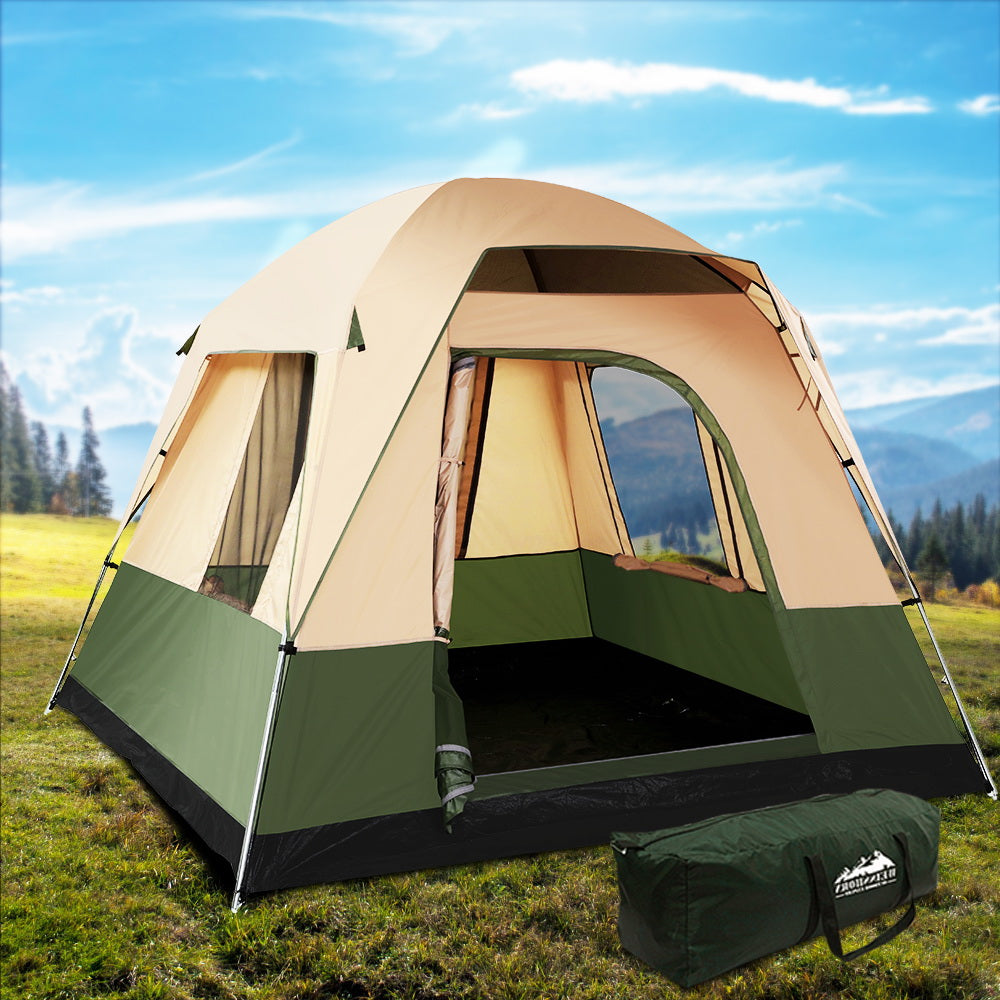 Weisshorn 4 Person Family Camping Tent with Vestibule, Green