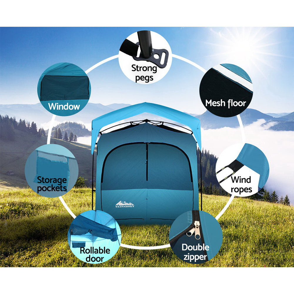 Weisshorn Fast Set-Up Shower and Toilet Tent, Double, Blue
