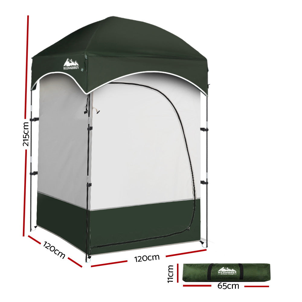 Weisshorn Camping Shower and Toilet Tent, Single, Green
