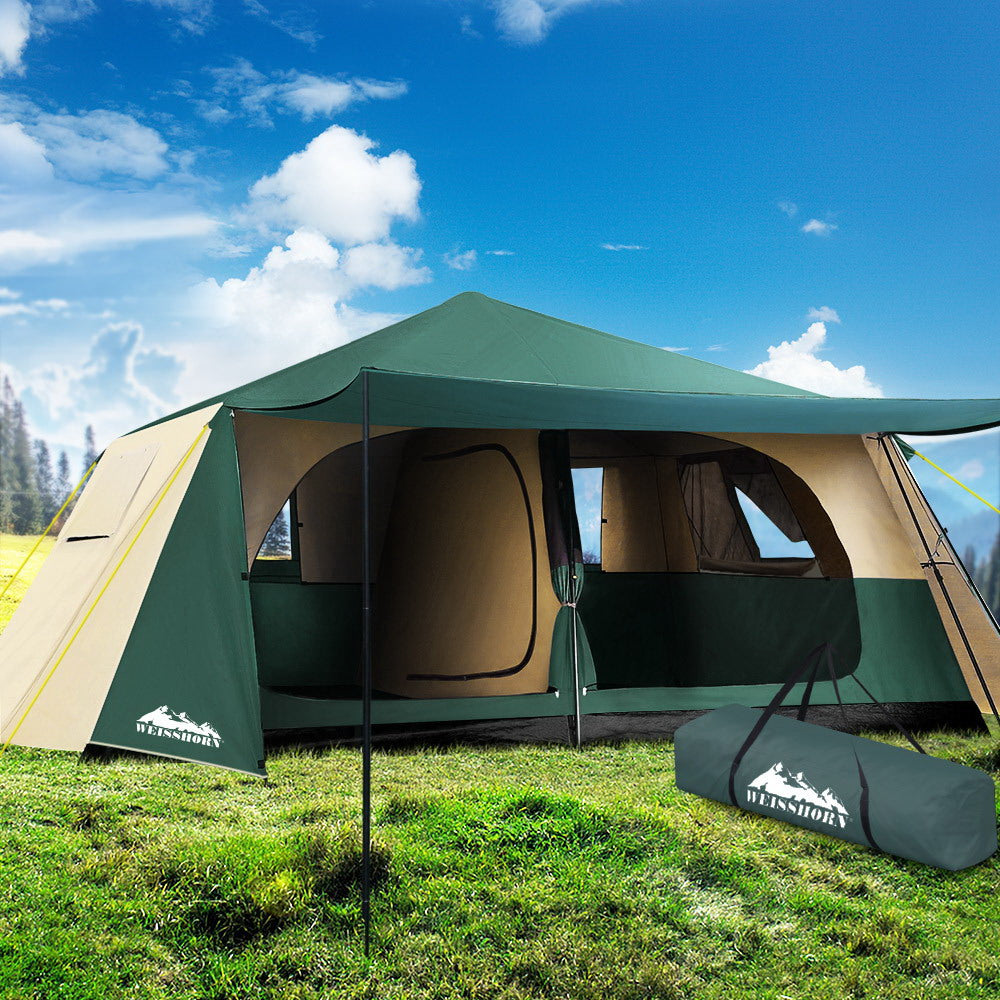 Weisshorn 8 Person Instant Up Dome Tent, 2 Rooms, Green