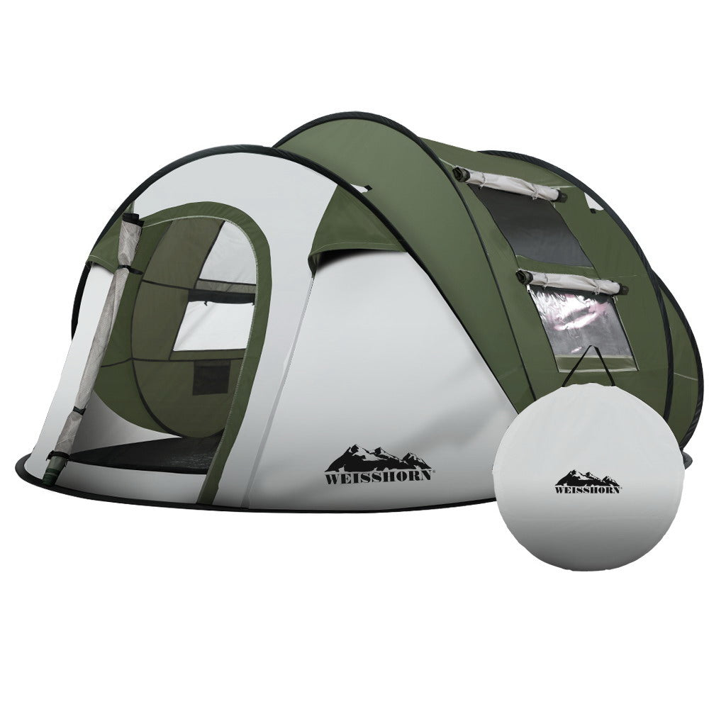 Weisshorn 4-5 Person Pop-Up Camping Tent, Green