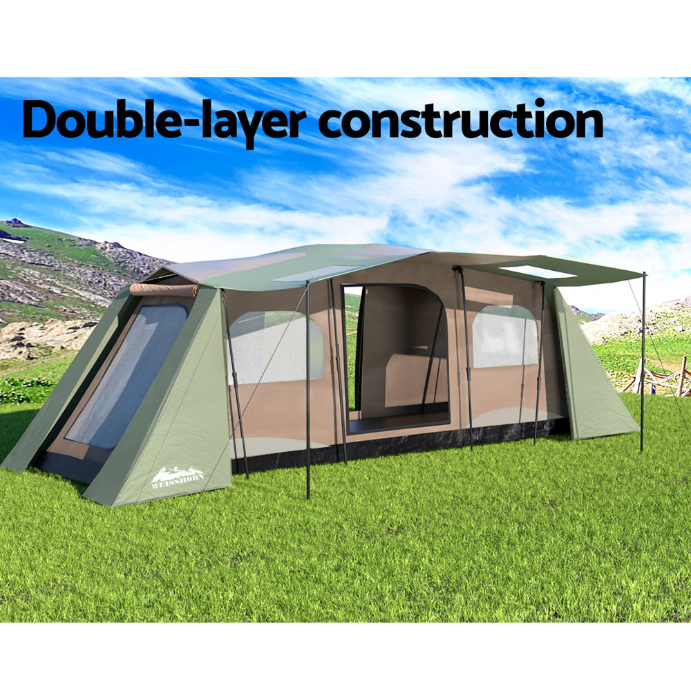 Weisshorn 10 Person Instant Family Camping Tent, 3 Rooms, Green