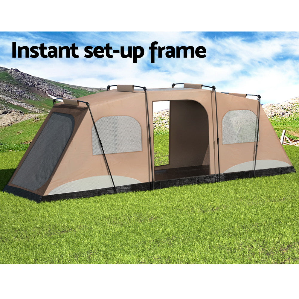 Weisshorn 10 Person Instant Family Camping Tent, 3 Rooms, Green