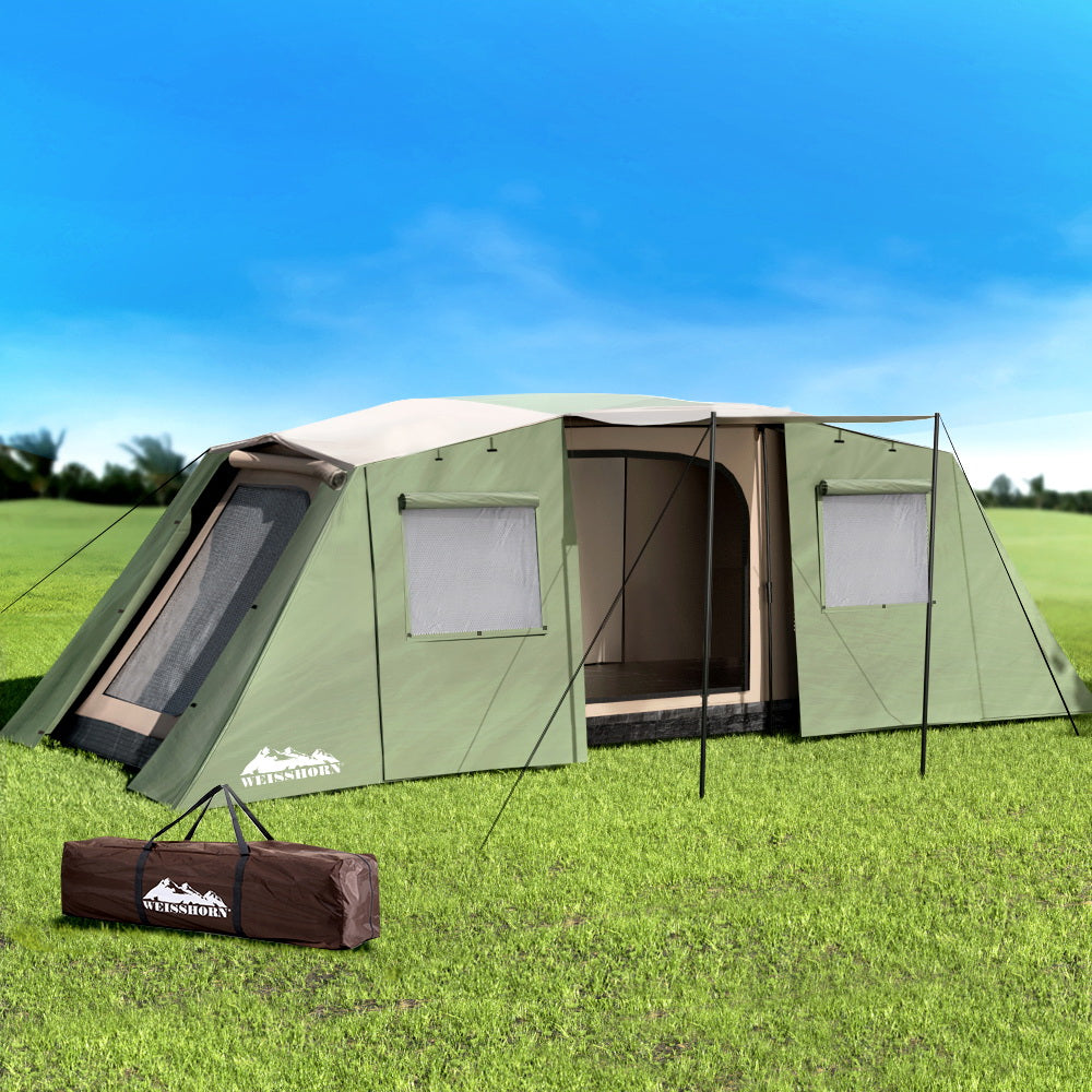 Weisshorn 10 Person Instant Family Camping Tent, 3 Rooms, Green