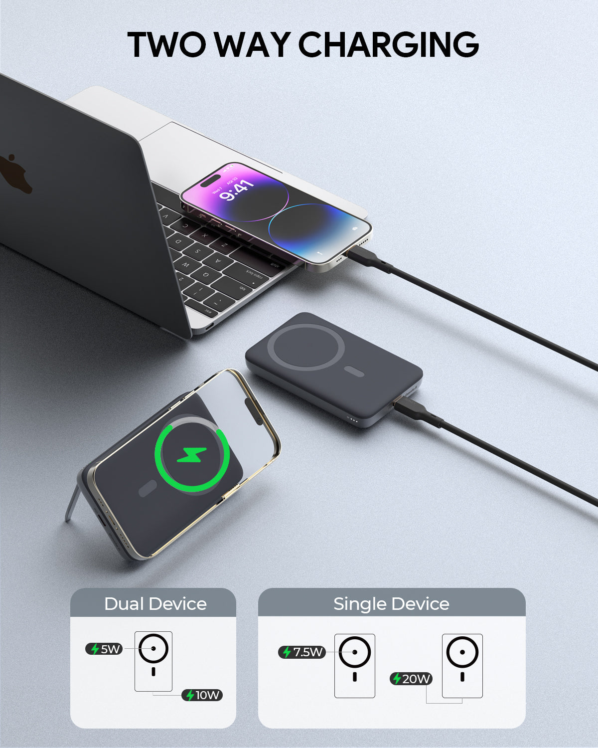 AUKEY 6700mAh Magnetic Wireless Power Bank, 20W USB-C, PB-MS01