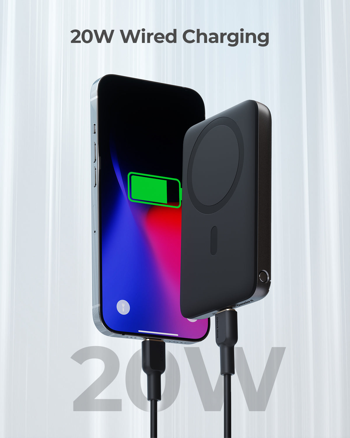 AUKEY 6700mAh Magnetic Wireless Power Bank, 20W USB-C, PB-MS01