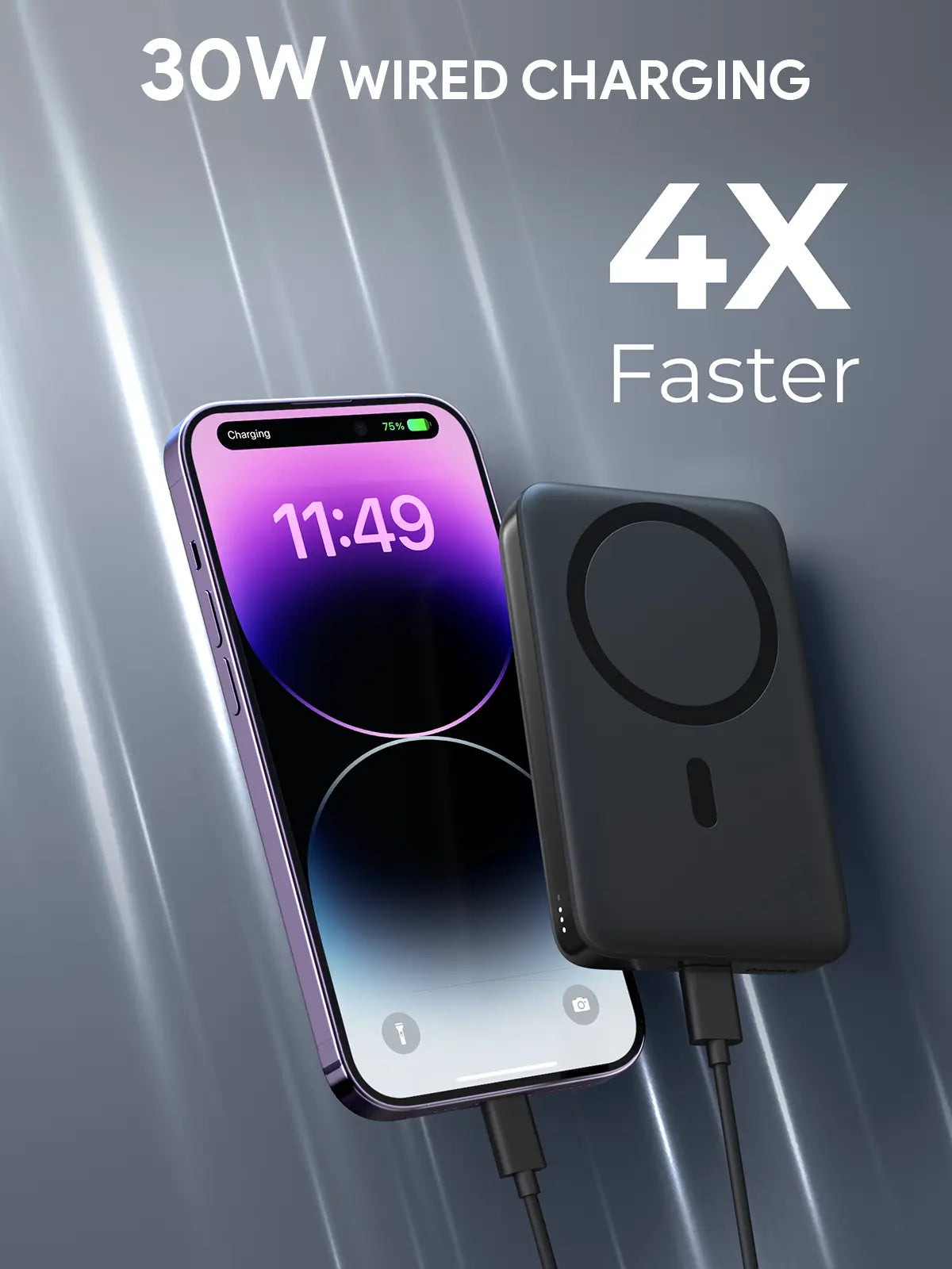 AUKEY 10000mAh Magnetic Wireless Power Bank, 30W USB-C, PB-MS02