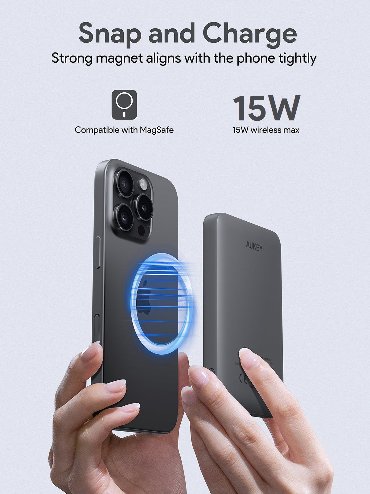 AUKEY MagFusion Slim 5000mAh Magnetic Wireless Power Bank, PB-MS03