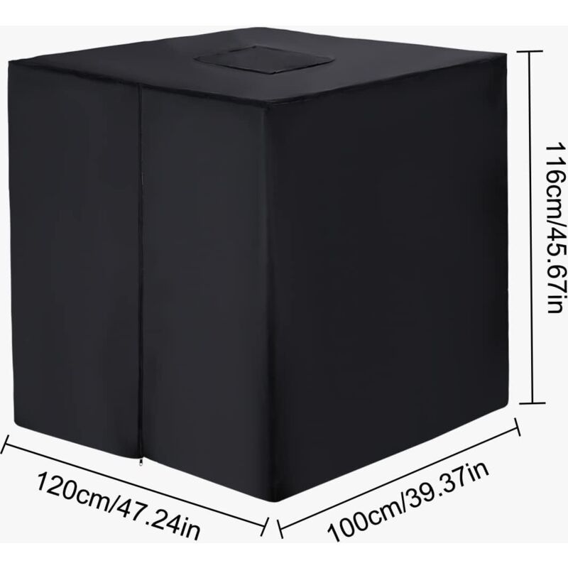 Foldable Black IBC Tank Cover with Storage Bag, 420D Oxford, 120 x 100 x 116 cm