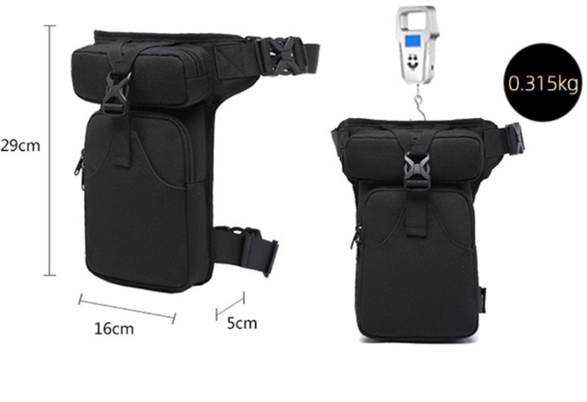 Tactical Leg Bag with 4 Compartments, Black