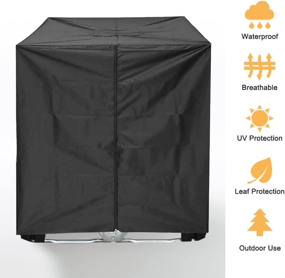 Black 210D Oxford IBC Tank Cover, Zip and Velcro Access, 120 x 100 x 116 cm