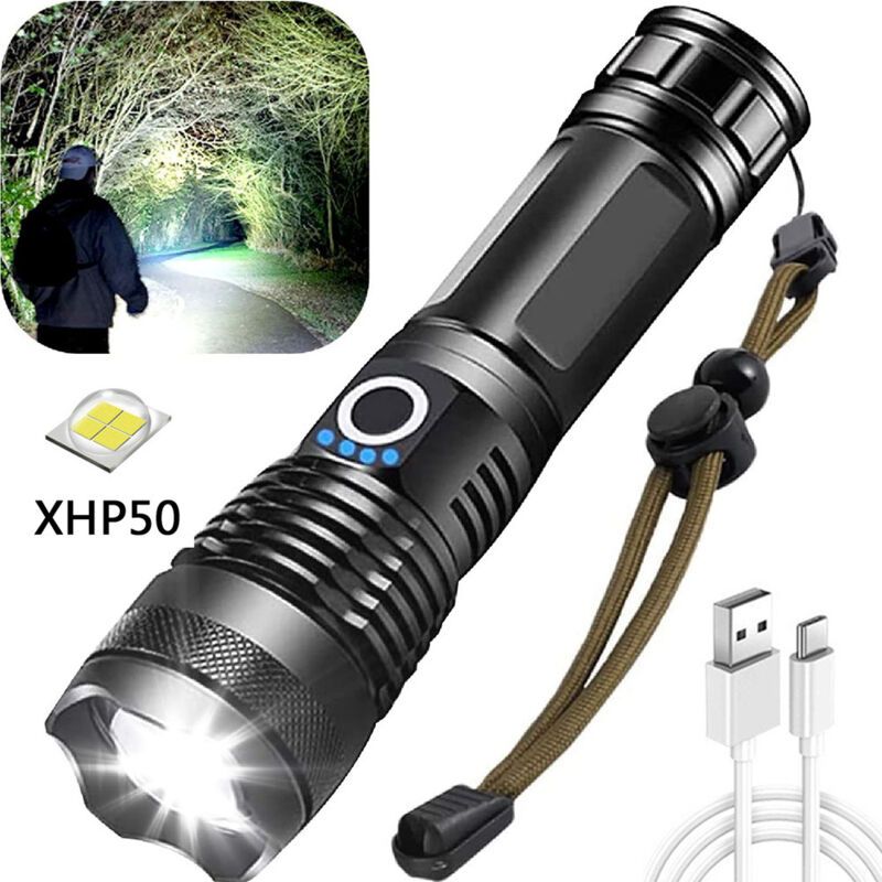 LED Flashlight USB Rechargeable Tactical Torch