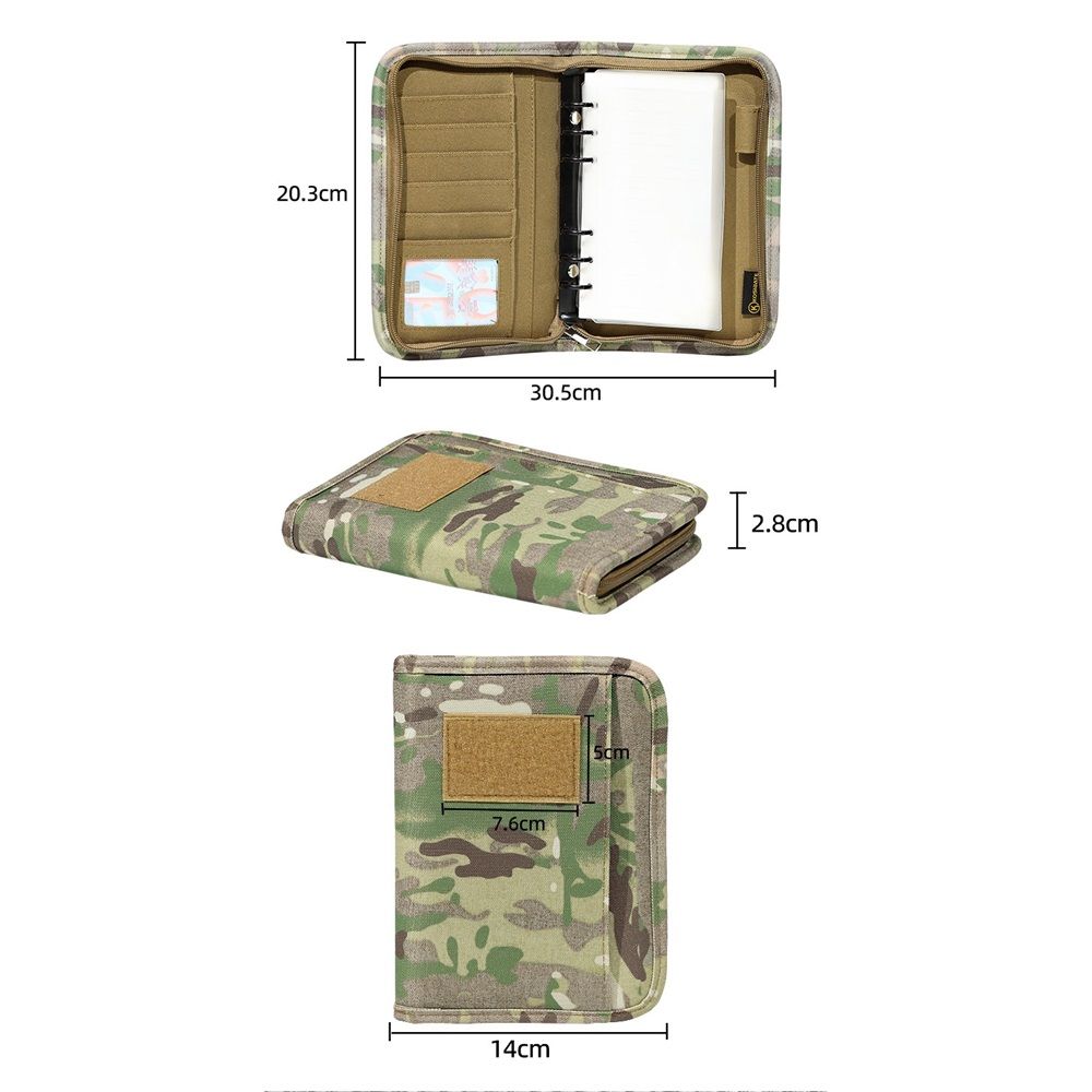 Padfolio Ring Binder of Loose-Leaf Paper, Weatherproof Notebook Cover, Notebook with Zippered for Folders, Cards Refillable Notepad(20.3*14*2.8cm, Only one laptop sleeves)