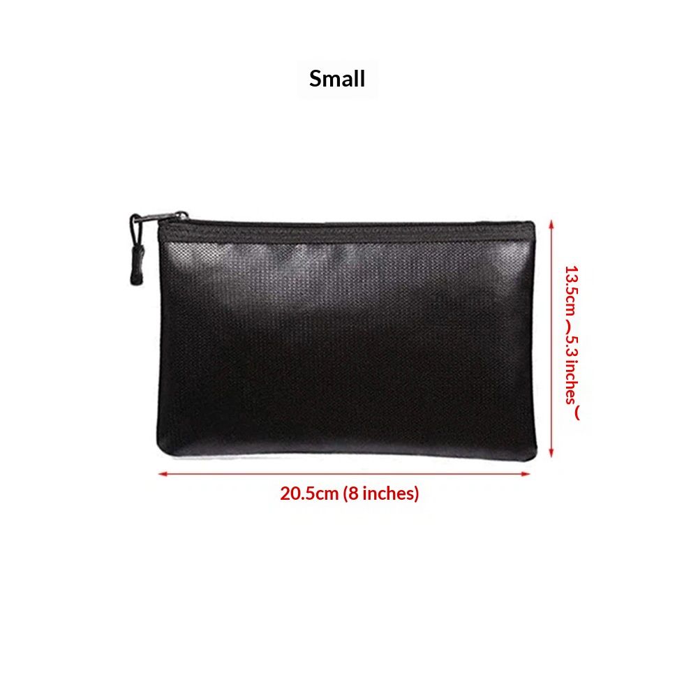 Fireproof Document Bags,Waterproof and Fireproof Money Bag with Aluminum Foil Lining,Fireproof Safe Storage Pouch with Zipper for Document and Cash,Black(20.5*13.5C)