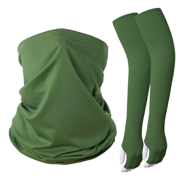 Camo Sun Guard Kit, Sleeves, Gloves & Neck Cover, Army Green