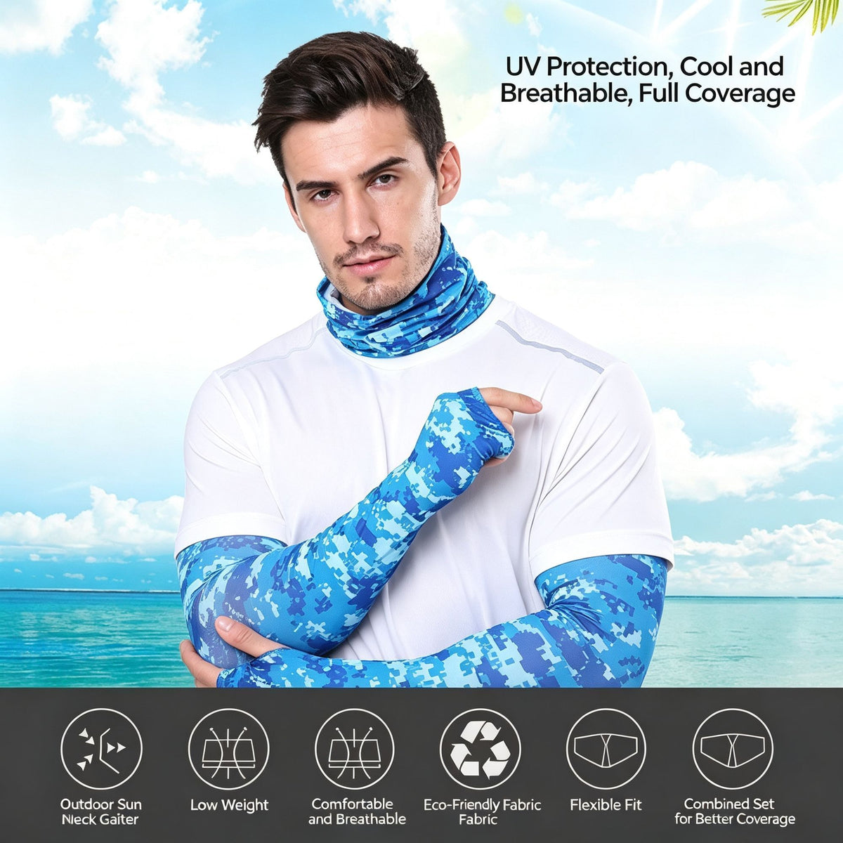 Camo Sun Guard Kit, Sleeves, Gloves & Neck Cover, Light Grey Camo