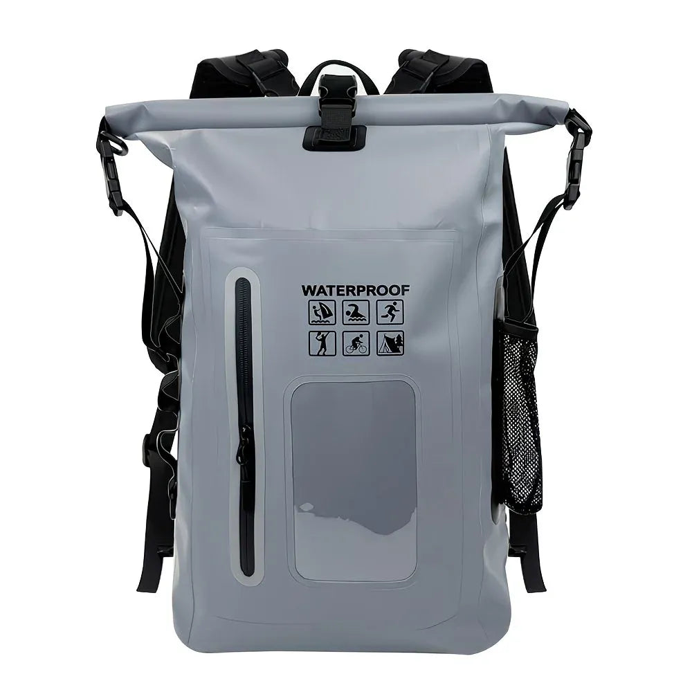6.6 Gallon Outdoor Backpack, Detachable Shoulder Straps, Transparent Window & Buckle Clips, Suitable for Hiking, Beach Sports, Trekking and Rowing, Green, Portal Adventure Gear(black)