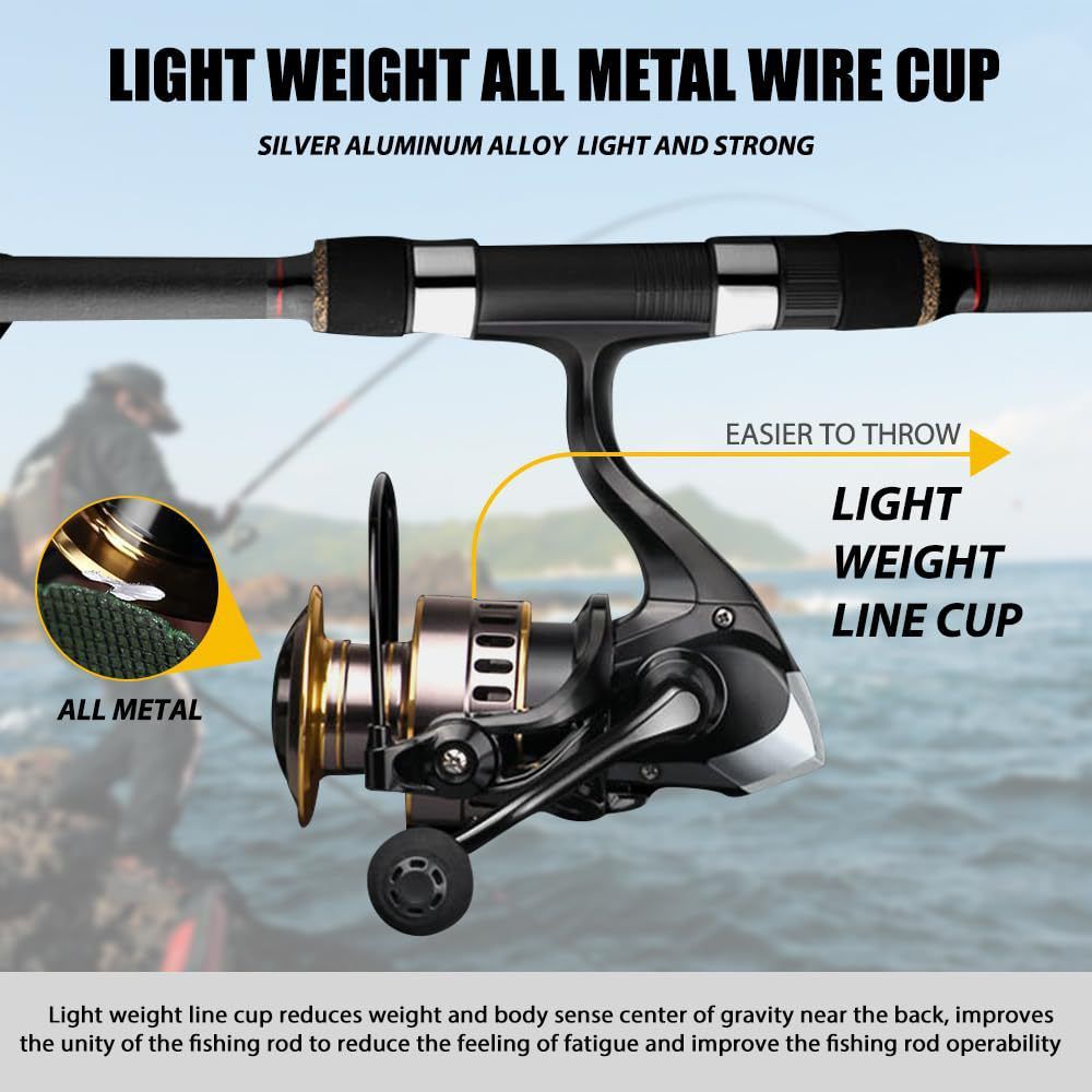HE Series Metal Spinning Fishing Reel, 2000 Size